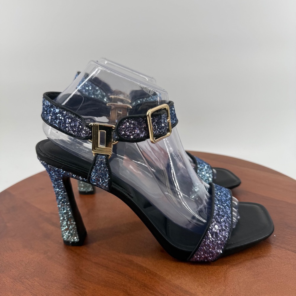 Karl‎ Lagerfeld Paris Dorcie Sandals Womens Blue Ombre Glitter Square Toe 9.5M